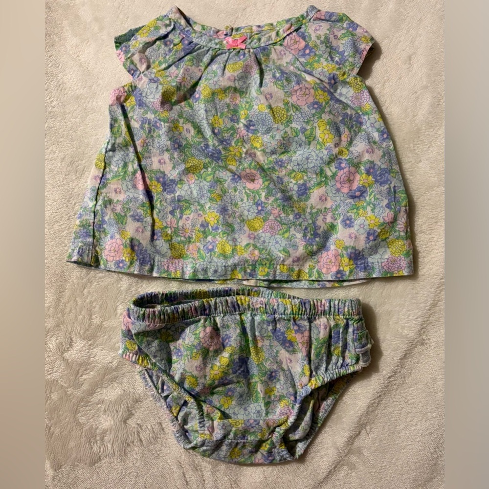 Floral Kids Dress and Bloomers Set NB